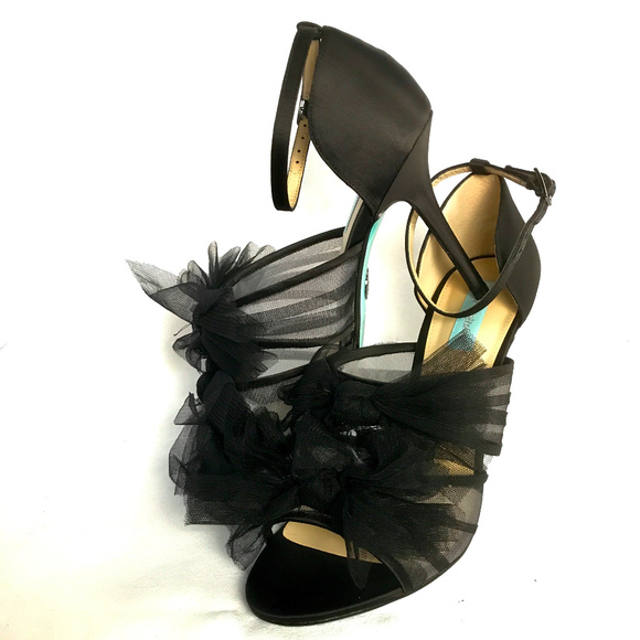 Betsey Johnson Shoes - Betsey Johnson Blue Black Satin Heels 9.5M